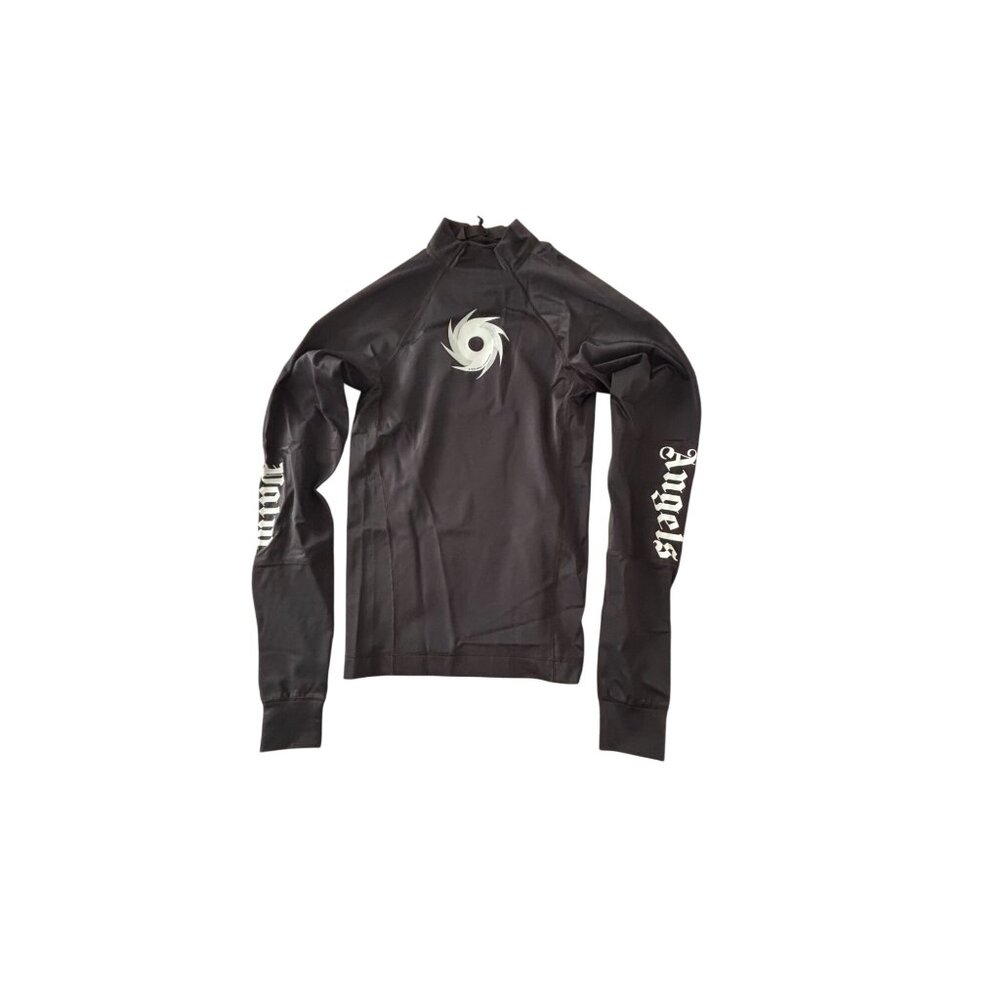 Palm Angels Mens Black Long Sleeve Rash Guard With Logo Print